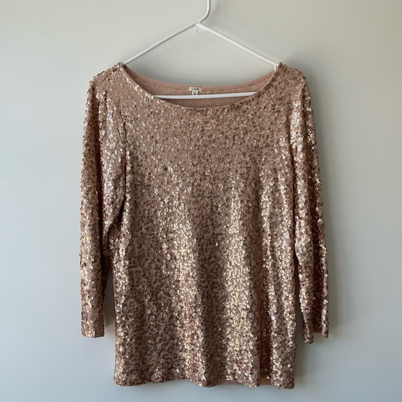 J. Crew Sequined Gold Top - Medium - Picture 4 of 6